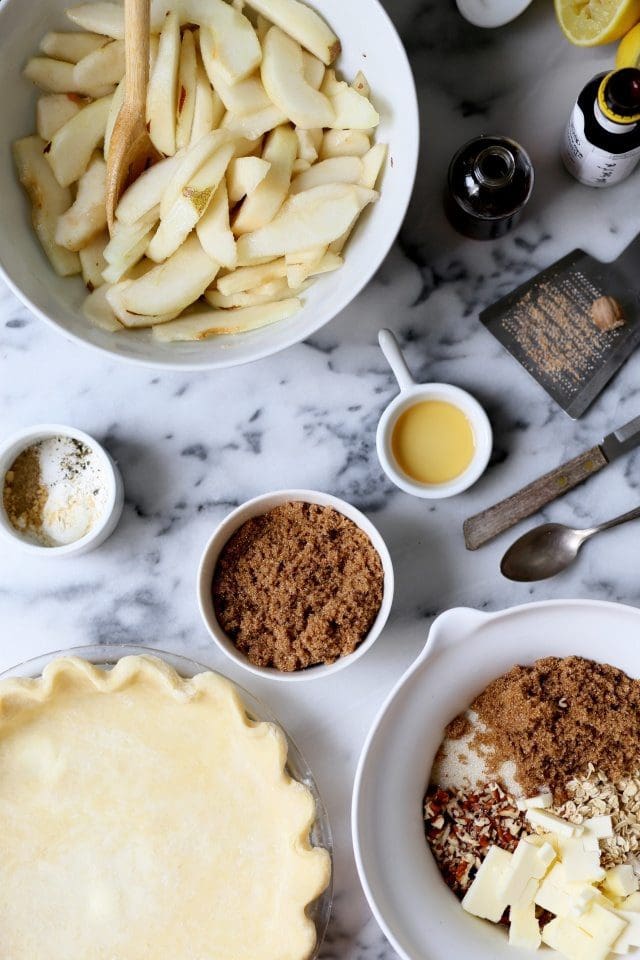 Pear Bourbon Crumble Pie