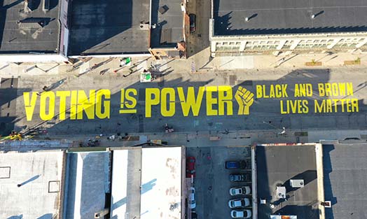 Voting is Power: Black and Brown Lives Mater street painting in Milwaukee- videos