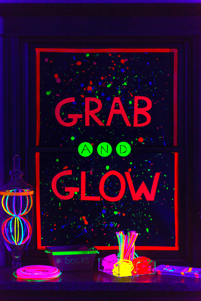 Glow grab from a Glow Dance Birthday Party on Kara's Party Ideas | KarasPartyIdeas.com (35)