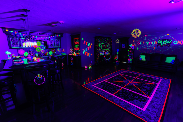 Glow in the Dark Partyscape from a Glow Dance Birthday Party on Kara's Party Ideas | KarasPartyIdeas.com (51)