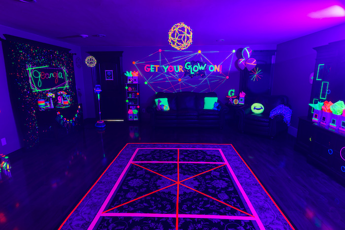 Glow in the Dark Dance Floor from a Glow Dance Birthday Party on Kara's Party Ideas | KarasPartyIdeas.com (50)