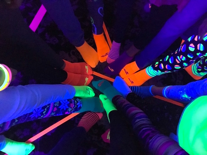 Glowing feet from a Glow Dance Birthday Party on Kara's Party Ideas | KarasPartyIdeas.com (5)