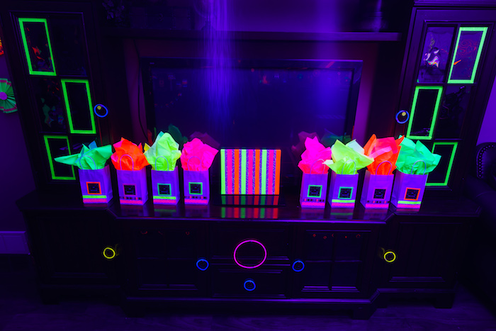 Glow in the Dark gift bags from a Glow Dance Birthday Party on Kara's Party Ideas | KarasPartyIdeas.com (44)