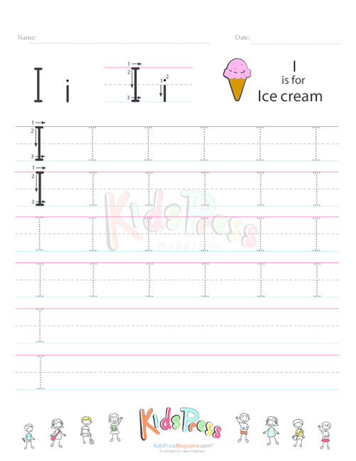 Handwriting Worksheet Letter I - KidsPressMagazine.com