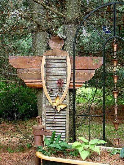 Garden Shutter Angel Yard Art