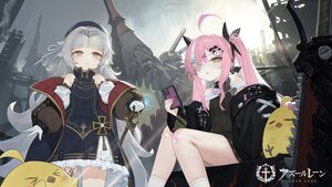 Rating: Safe Score: 13 Tags: 2girls animal anthropomorphism azur_lane bandaid bird blush chainsaw cross dress eyepatch flat_chest gloves gray_hair gun hat kneehighs logo loli long_hair manjuu_(azur_lane) military phone pink_hair romana sword twintails weapon yellow_eyes z46_(azur_lane) z47_(azur_lane) User: BattlequeenYume