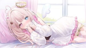 Rating: Safe Score: 33 Tags: angel animal_ears bandaid bed bicolored_eyes blonde_hair blush braids corset crown dress garter halo kurage_cc long_hair necklace tears thighhighs togibana_rofumu wings User: otaku_emmy