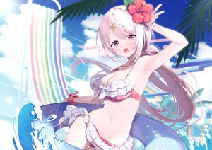 Rating: Safe Score: 37 Tags: bikini breasts cleavage clouds ksk_(semicha_keisuke) long_hair navel necklace nijisanji pink_hair ponytail scan shiina_yuika skirt sky swim_ring swimsuit water white_hair wristwear User: BattlequeenYume