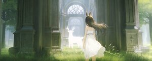 Rating: Safe Score: 26 Tags: animal animal_ears black_hair bunny_ears bunnygirl dress grass landscape long_hair original scenic summer_dress tree yao_ren_gui User: BattlequeenYume