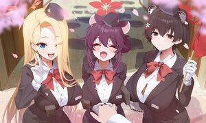 Rating: Safe Score: 24 Tags: animal_ears asahina_pina black_eyes black_hair blonde_hair blue_archive blue_eyes blush bow bra breast_hold breasts cat_smile cherry_blossoms fang flowers gloves group halo hat isami_kaede kasuga_tsubaki long_hair open_shirt petals purple_hair short_hair underwear uniform wink xiujia_yihuizi User: BattlequeenYume