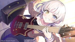 Rating: Safe Score: 2 Tags: bang_dream! bicolored_eyes blush close gray_hair guitar instrument kaname_rana school_uniform short_hair skirt tam-u watermark User: BattlequeenYume