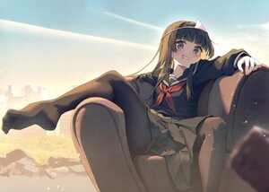 Rating: Safe Score: 23 Tags: black_eyes black_hair building city clouds long_hair nablack nijisanji pantyhose scan school_uniform skirt sky spread_legs tsukino_mito User: BattlequeenYume