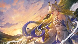 Rating: Safe Score: 27 Tags: arknights blush clouds dvdarts horns landscape long_hair necklace pointed_ears scenic shu_(arknights) signed sky sunset water wristwear User: BattlequeenYume