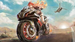 Rating: Safe Score: 13 Tags: aircraft boots choker clouds combat_vehicle desert fire garter genshin_impact gloves long_hair mavuika_(genshin_impact) motorcycle necklace red_eyes red_hair shorts sky torn_clothes xude User: BattlequeenYume