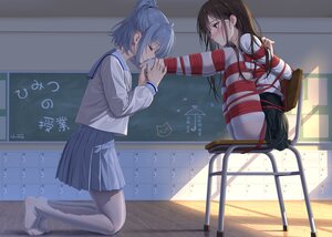 Rating: Questionable Score: 69 Tags: 2girls blue_hair blush bondage brown_eyes brown_hair haneru haori_haruki himino_seika kiss long_hair original pantyhose reflection rope school_uniform shirt short_hair signed skirt yuri User: BattlequeenYume