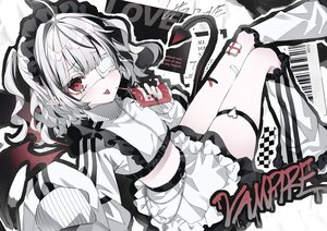 Rating: Safe Score: 29 Tags: apron bandage bandaid blood cat_smile chain drink eyepatch fang garter goth-loli gray_hair headdress lolita_fashion noah_(0noah) original pointed_ears polychromatic red_eyes short_hair skirt twintails vampire User: otaku_emmy