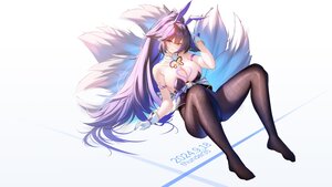 Rating: Safe Score: 8 Tags: animal_ears anthropomorphism azur_lane black_hair blush breasts bunny_ears bunnygirl cleavage foxgirl gloves headband leotard long_hair multiple_tails musashi_(azur_lane) pantyhose ponytail spread_legs tail thunder-35 watermark white yellow_eyes User: BattlequeenYume