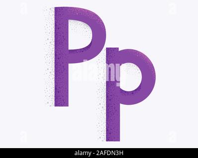 Illustration of Decorative Alphabet with Capital and Small Letter P and Dust Particle Effect Stock Photo