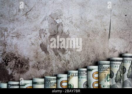 US dollar bills in rolls Stock Photo