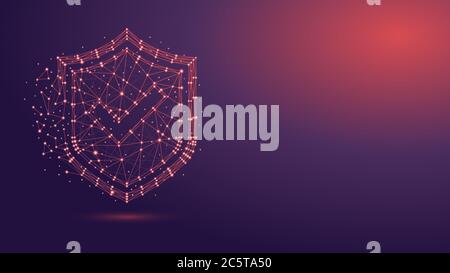 Security shield with checkmark and network structure background Stock Vector