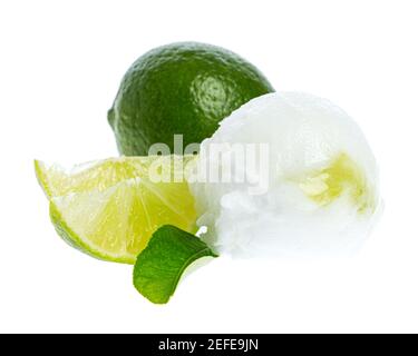 A scoop of lime ice cream isolated on white background Stock Photo