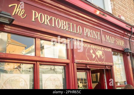 London- January 2023: Shops on Portobello Road in Notting Hill, west London- landmark road with street market Stock Photo