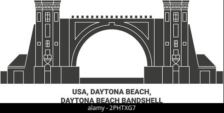 Usa, Daytona Beach, Daytona Beach Bandshell travel landmark vector illustration Stock Vector