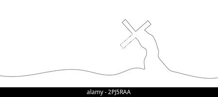 drawing of jesus christ carrying the cross drawn continuous line. Vector illustration. Vector illustration Stock Vector