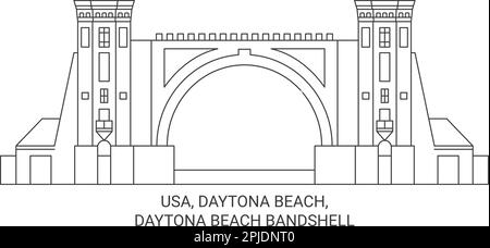 Usa, Daytona Beach, Daytona Beach Bandshell travel landmark vector illustration Stock Vector