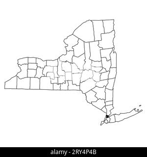 Map of Bronx County in New York state on white background. single County map highlighted by black colour on New york map . Stock Photo