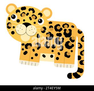 cartoon scene with happy cat cheetah tiger isolated illustration for kids Stock Photo