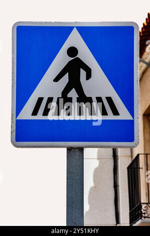 Pedestrian crossing or zebra crossing sign, internationally approved traffic signals, Spain Stock Photo