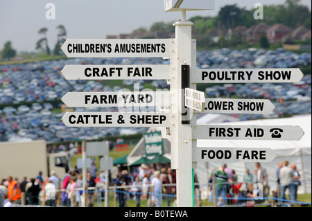 Pictured is a showground sign, as rowds flock to a county show in the UK. Stock Photo