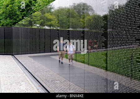 WASHINGTON DC, USA - Names of those killed in action in Vietnam on the wall of the Vietnam Memorial in Washington DC. Stock Photo