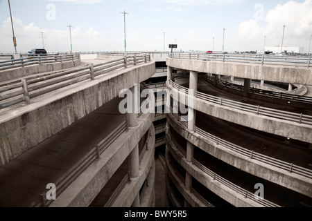 Highway and Ramp to Public Parking Garage, Houston, Texas, USA Stock Photo