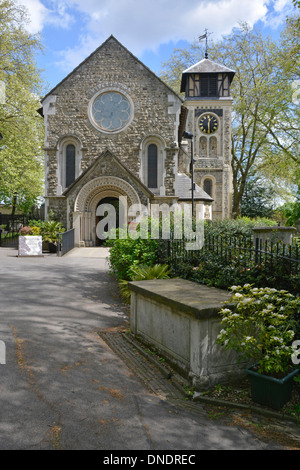 St Pancras Old Church and clock tower Stock Photo