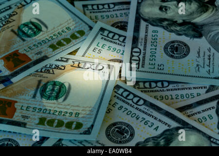 New design 100 dollar US bills or notes Stock Photo