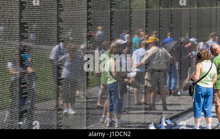 People looking at the names of Vietnam war casualties on Vietnam War Veterans Memorial circa september 01, 2008 in Washi Stock Photo