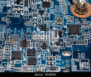 Laptop computer motherboard close-up Stock Photo