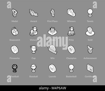 Isometric outline icons set Stock Vector