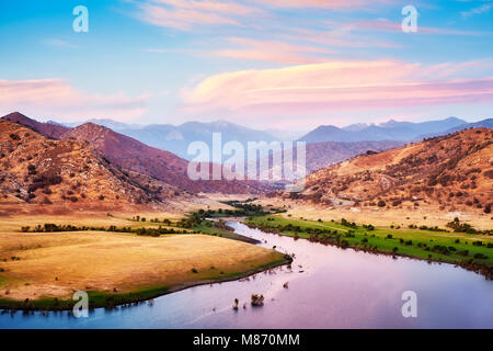 Yosemite National Park at purple sunset, California, USA. Stock Photo