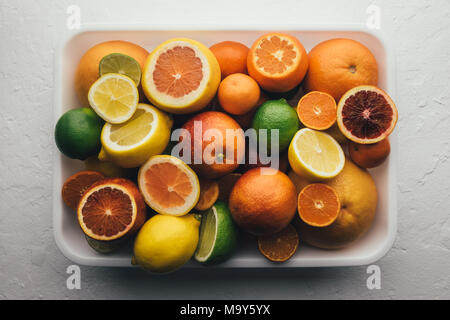 Mix of different citrus fruits closeup Stock Photo