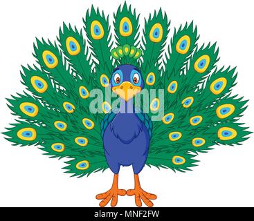 Cartoon beautiful peacock Stock Vector