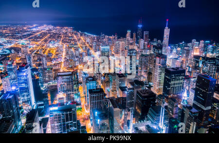 beautiful downtown Chicago skyline at night Stock Photo