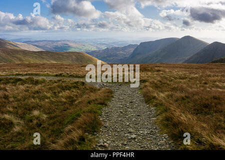 View south from High Street over the Cumbrian Mountains in the Lake District National Park, Cumbria, England. Stock Photo