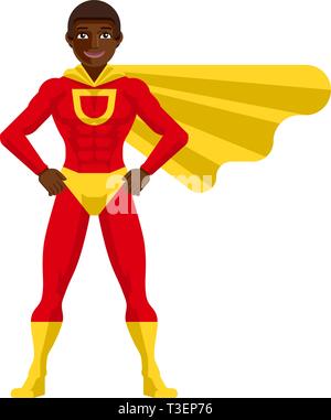 Black Super Hero Man Cartoon Stock Vector