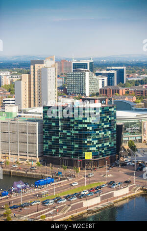 UK, England, Manchester, Salford, View of Salford Quays looking towards Lowry outlet mall Stock Photo