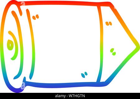 rainbow gradient line drawing of a cartoon golden bullet Stock Vector