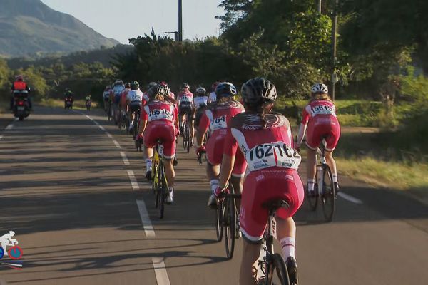 Les cyclistes montent le col des Roussettes