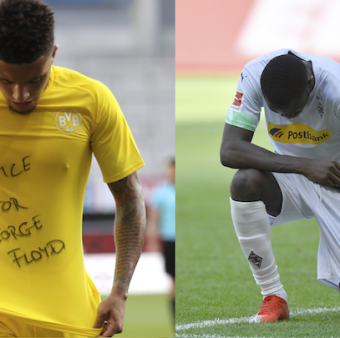 Jadon Sancho e Marcos Thuram pedem justiça para George Floyd.